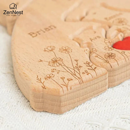 Personalized Bear Family Puzzle — Custom Name Engraving