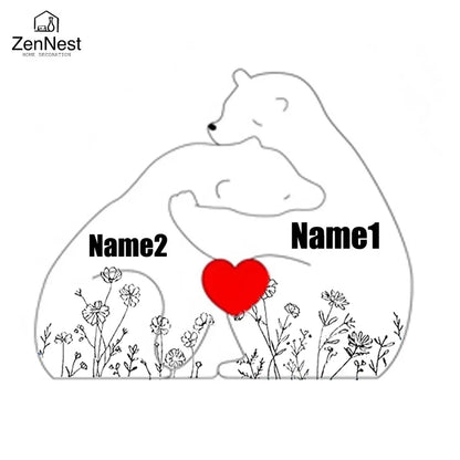 Personalized Bear Family Puzzle — Custom Name Engraving